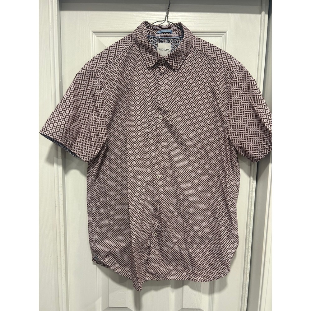 Cactus Man‎ Ricky Singh Mens Large Burgundy Geometric Floral Button Down Shirt